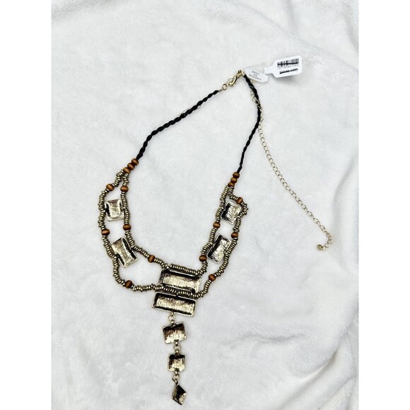 NEW Free People Lately Necklace Gold Black Bohemian Goddess Layered Statement - Picture 4 of 5